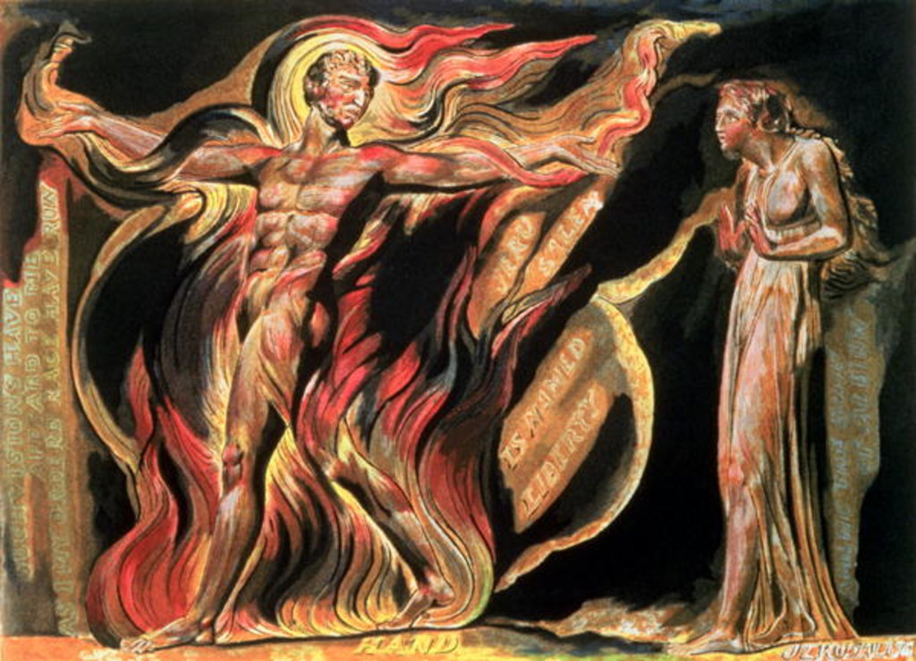 Detail of Jerusalem The Emanation of The Giant Albion; 'Such visions have appeared to me', 1804 by William Blake