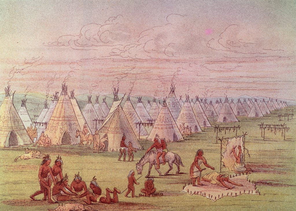 Detail of Comanchee Village by George Catlin