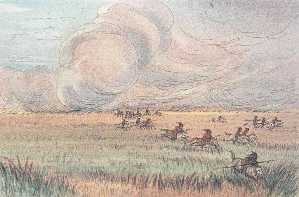 Detail of Missouri prairie fire by George (after) Catlin