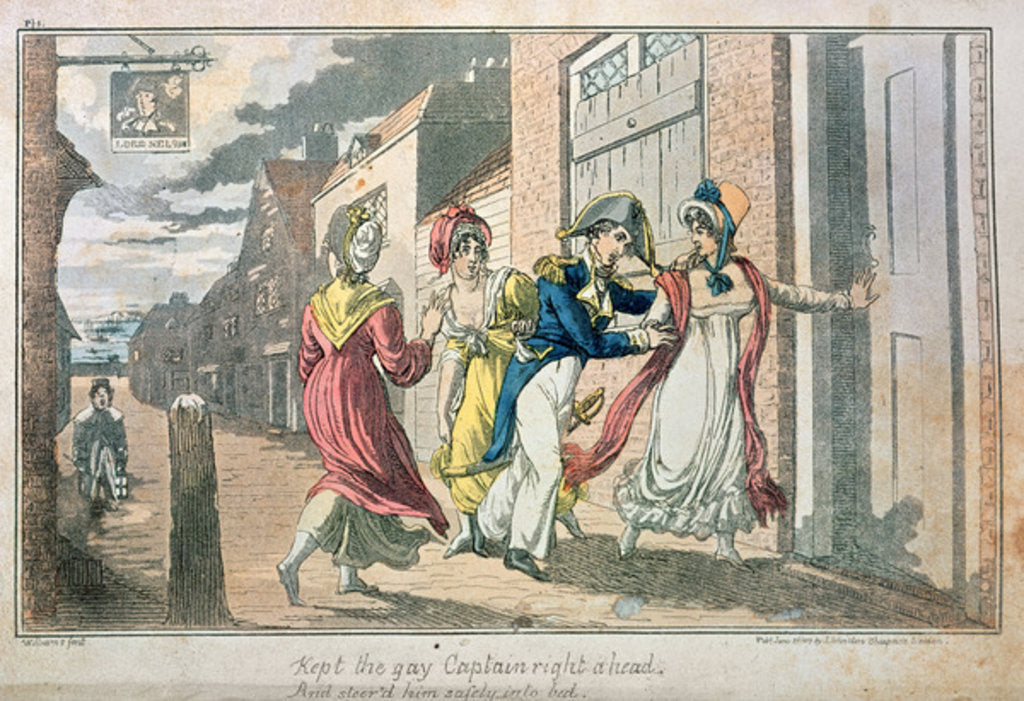 Detail of Kept the gay Captain right ahead, And steered him safely into bed by Anonymous