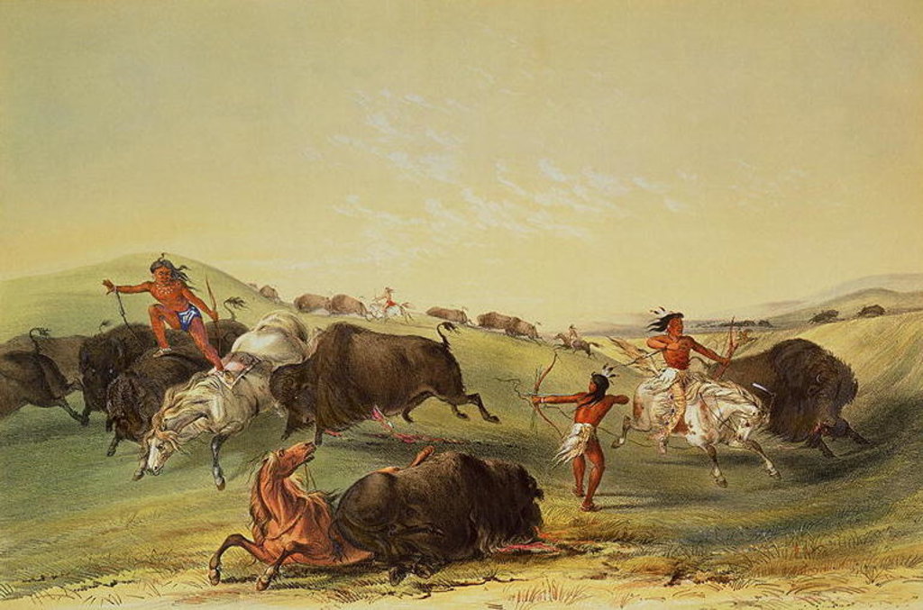 Detail of Buffalo Hunt by George Catlin