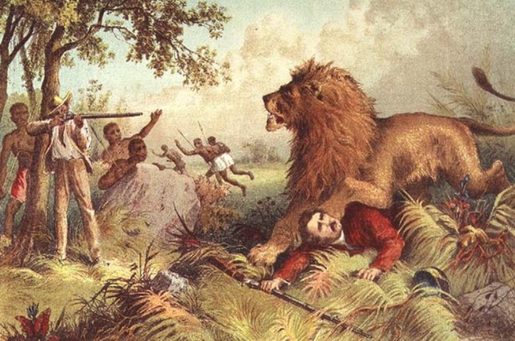 Detail of Livingstone attacked by the Lion by Anonymous