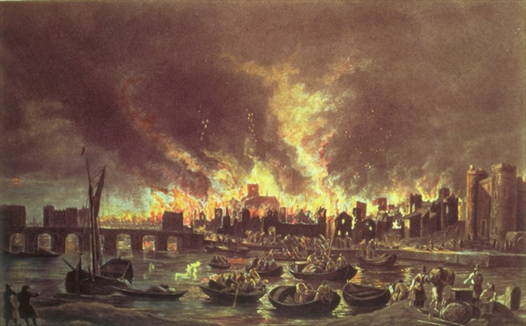 Detail of The Great Fire of London, 1666 by Lieve Verschuier