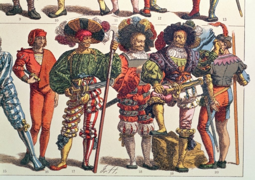Detail of 15th century male costume by Friedrich Hottenroth