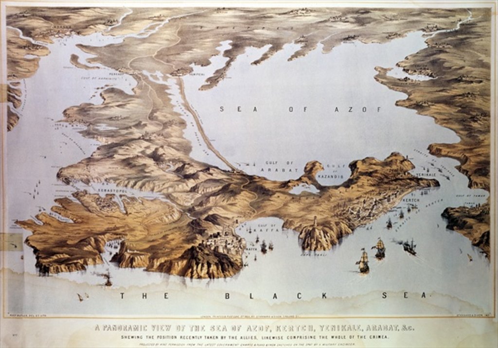 Detail of Panoramic view of the Sea of Azof showing the Allied position by Augustus Butler