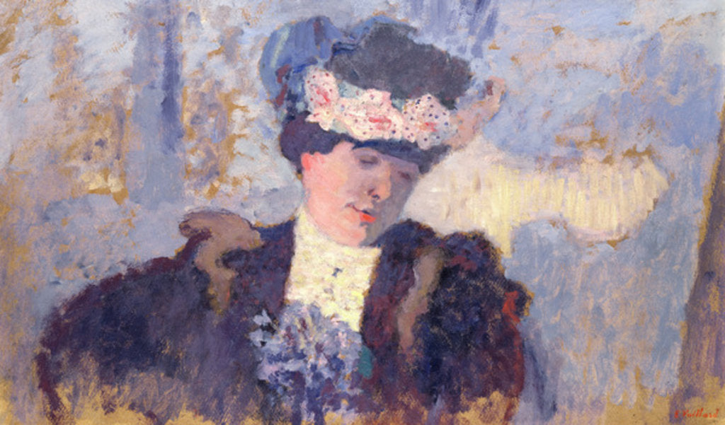 Detail of Madame Hessel wearing a hat decorated with flowers, c.1905 by Edouard Vuillard