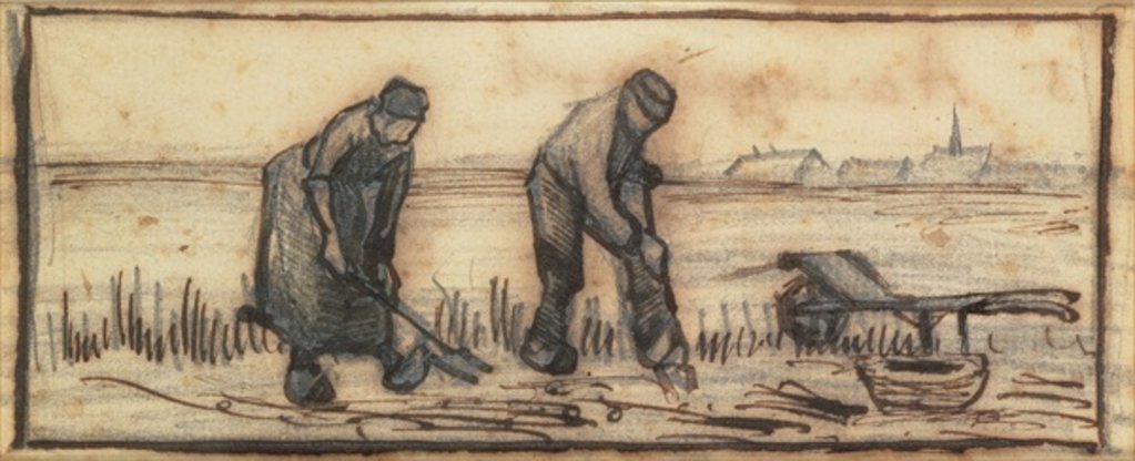 Detail of The Potato Harvest by Vincent van Gogh