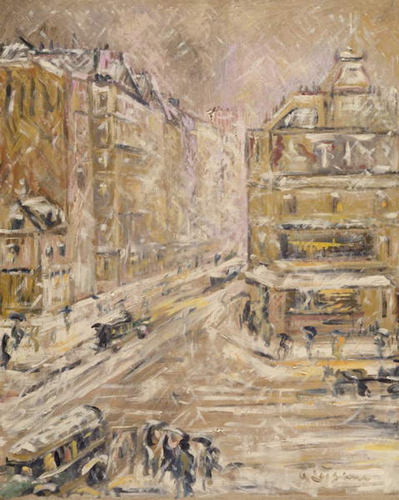 Detail of Rue de Clignancourt Under Snow, 1924 by Gustave Loiseau