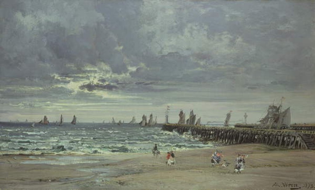 Detail of The Sea at Boulogne, 1873 by Alexandre Rene Veron