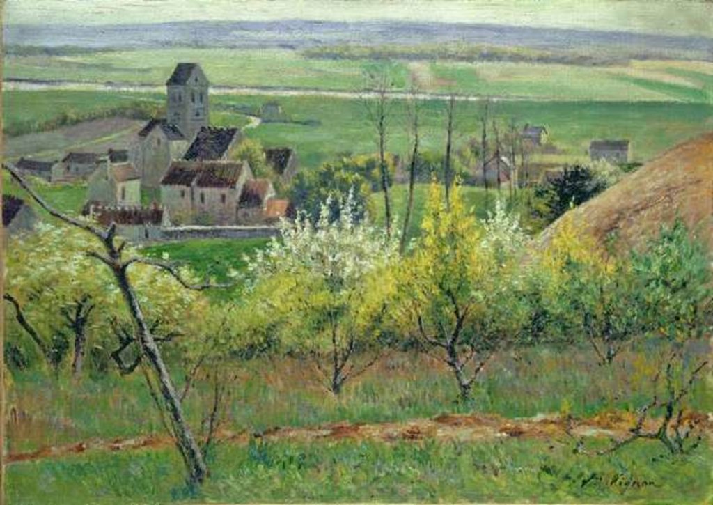 Detail of A Village near Auvers, c.1885 by Victor Vignon