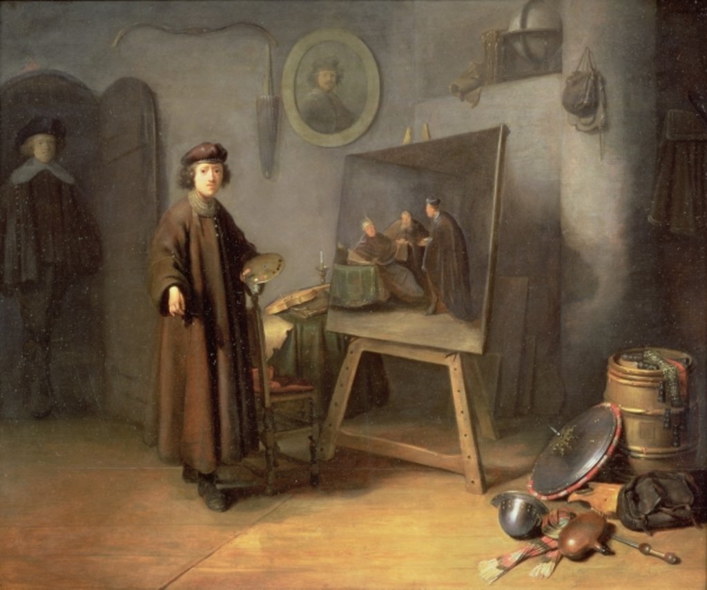 Detail of A Painter in his Studio by Gerrit or Gerard Dou