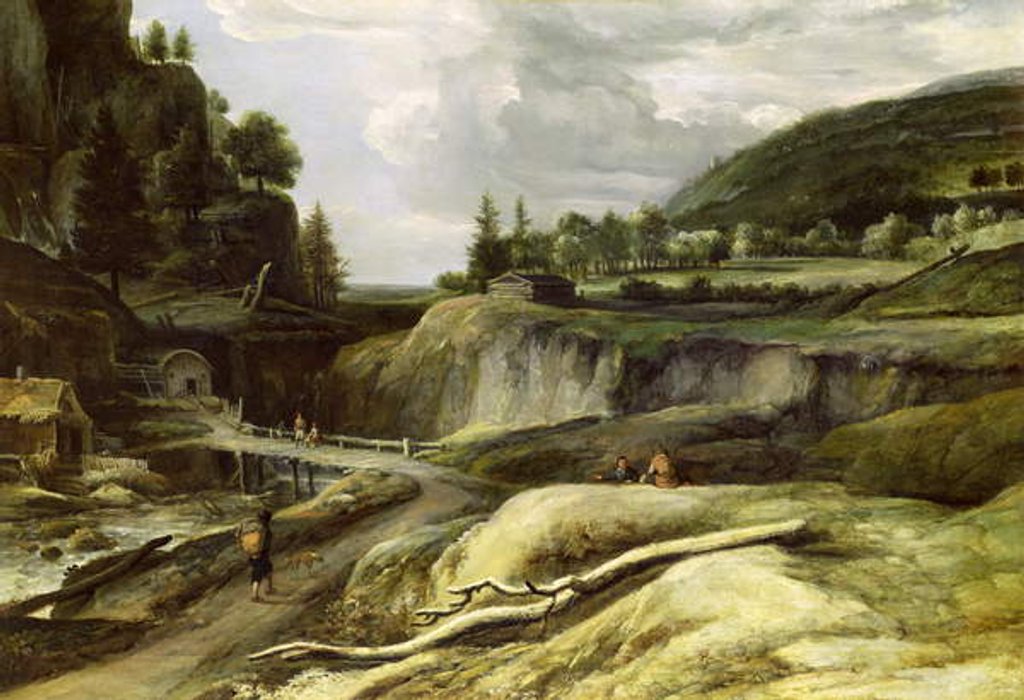 Detail of Scandinavian river Landscape by Roelandt Roghman