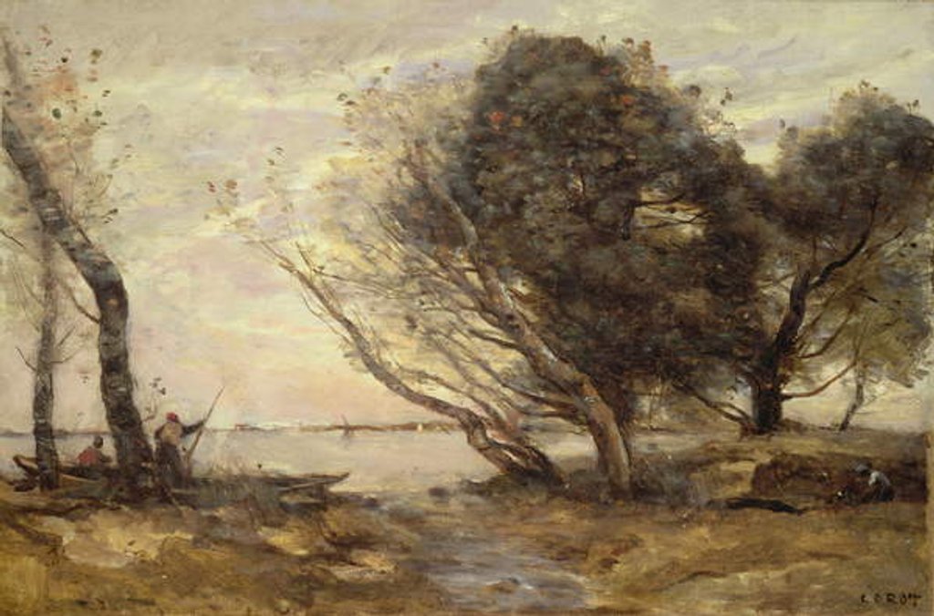 Detail of The Banks of the Lake after the Flood, c.1870 by Jean Baptiste Camille Corot