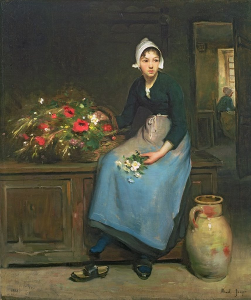 Detail of The Young Flower Seller, 1882 by Joseph Bail