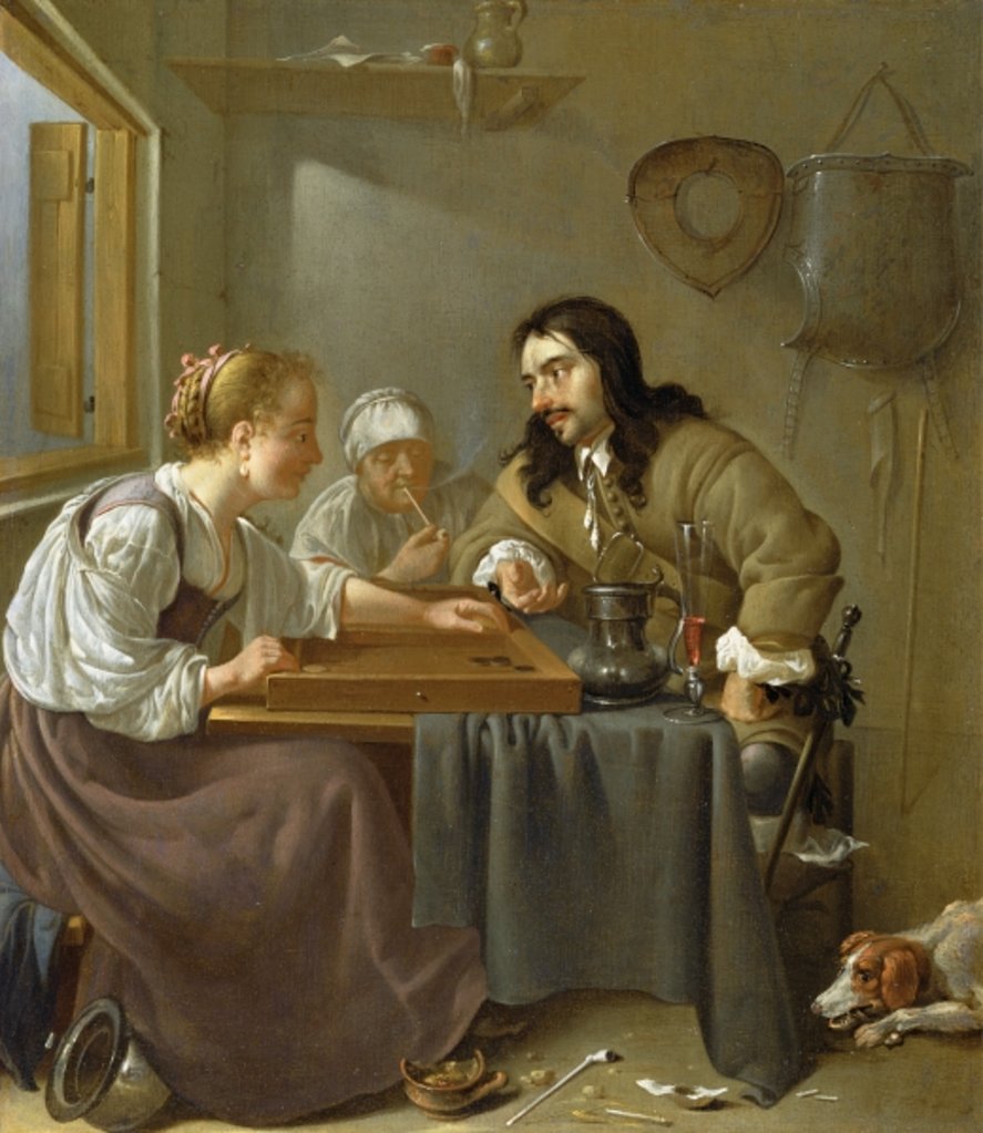 Detail of A Couple Playing Backgammon by Jacob Duck