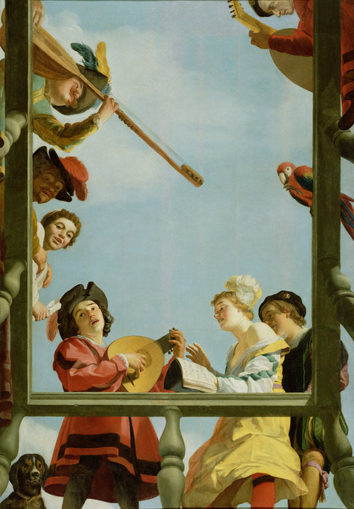 Detail of Musical Group on a Balcony, 1622 by Gerrit van Honthorst