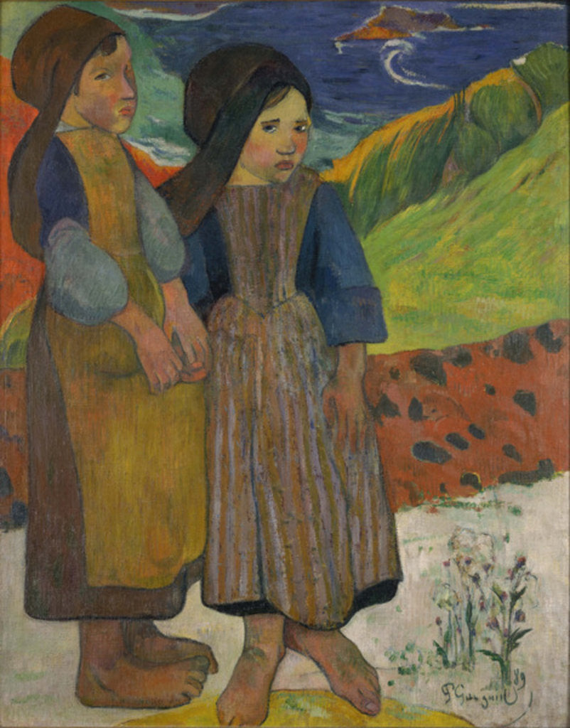 Detail of Little Breton Girls by the Sea, 1889 by Paul Gauguin