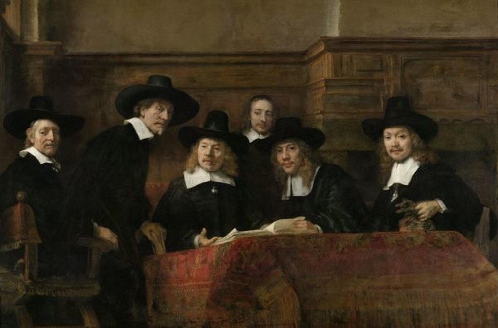 Detail of The Wardens of the Amsterdam Drapers’ Guild, Known as ‘The Syndics’, 1662 by Rembrandt Harmensz. van Rijn