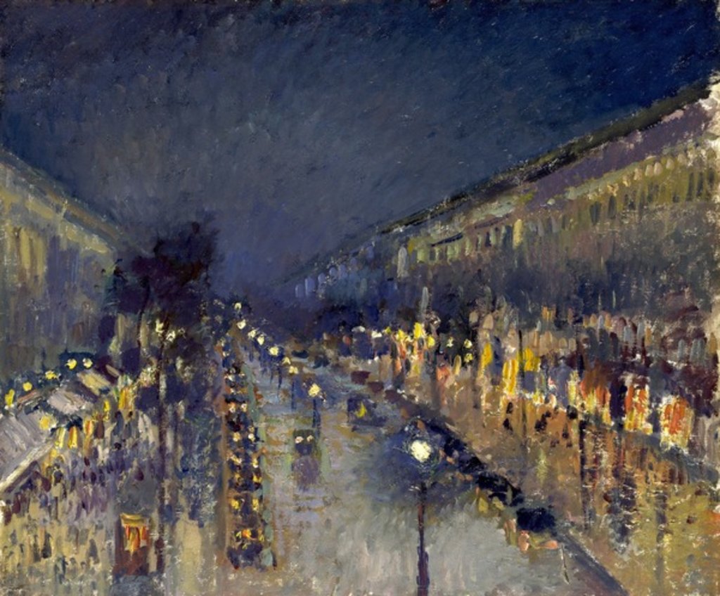 Detail of The Boulevard Montmartre at Night, 1897 by Camille Pissarro