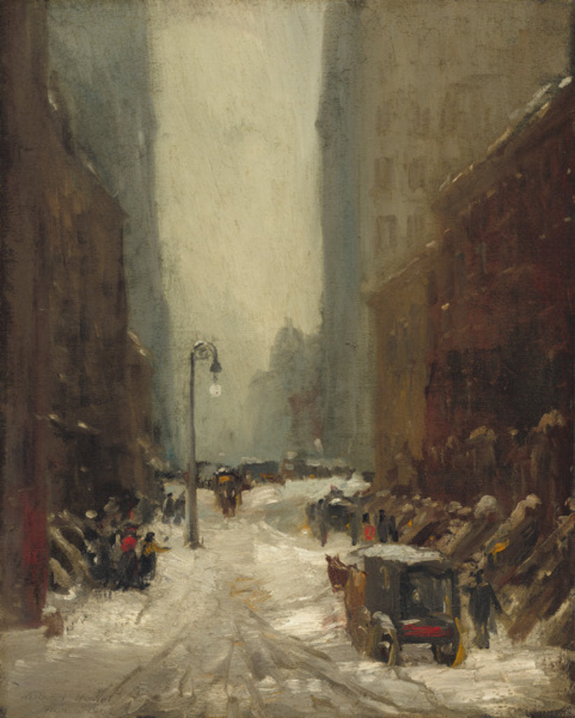 Detail of Snow in New York, 1902 by Robert Cozad Henri