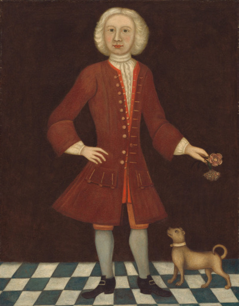 Detail of Portrait of Jonathan Bentham, c.1725 by American School