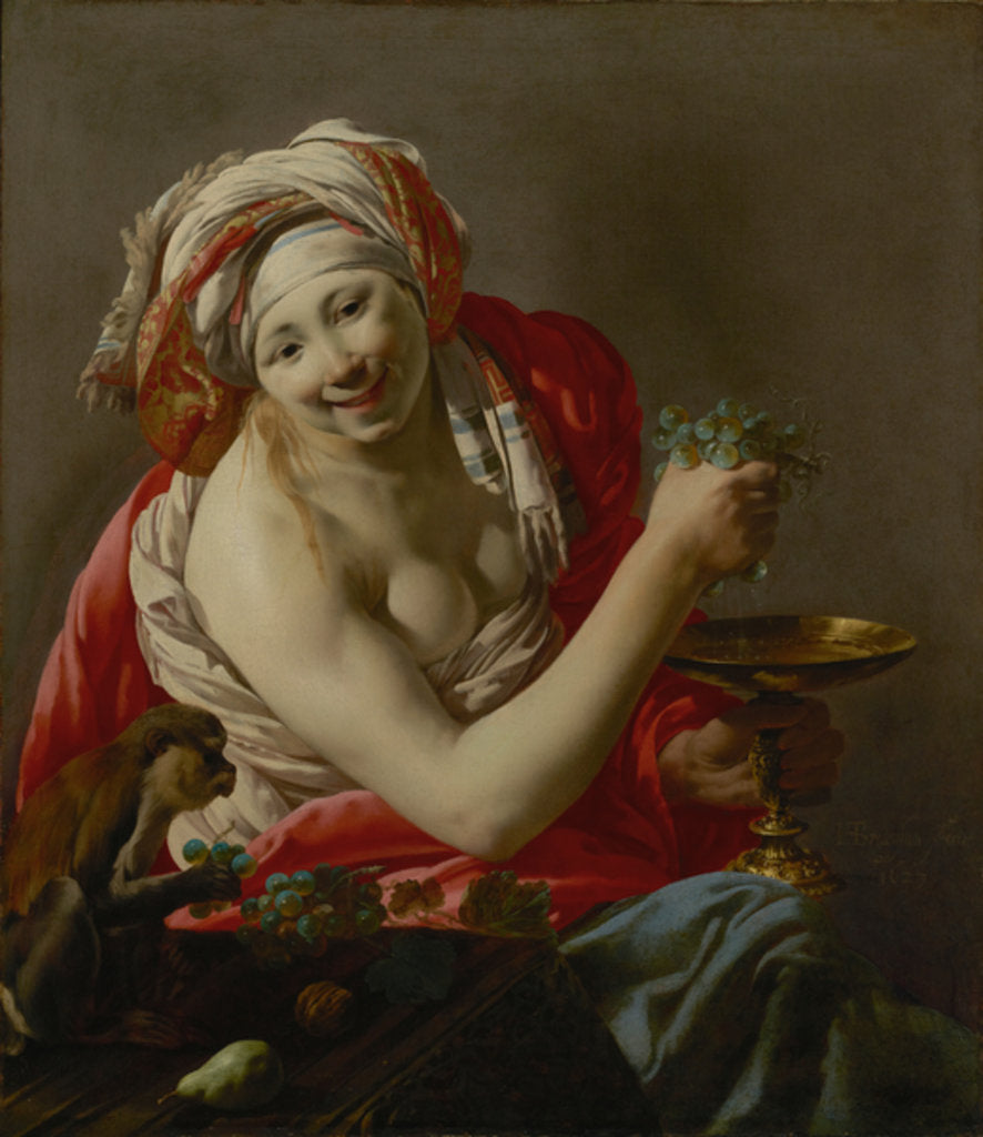 Detail of Bacchante with an Ape, 1627 by Hendrick Ter Brugghen