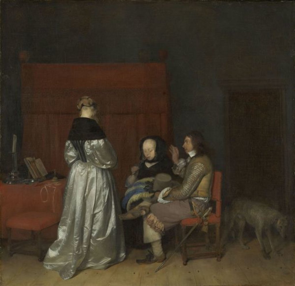 Detail of Gallant Conversation, also known as ‘The Paternal Admonition’, c.1654 by Gerard ter Borch or Terborch