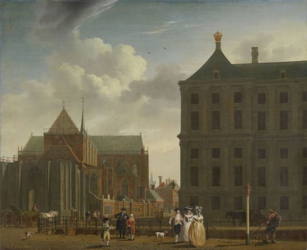 Detail of The Nieuwe Kerk and the Town Hall on the Dam in Amsterdam, c.1780-90 by Isaak Ouwater