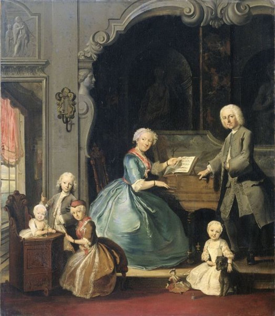 Detail of Family Group near a Harpsichord, 1739 by Cornelis Troost