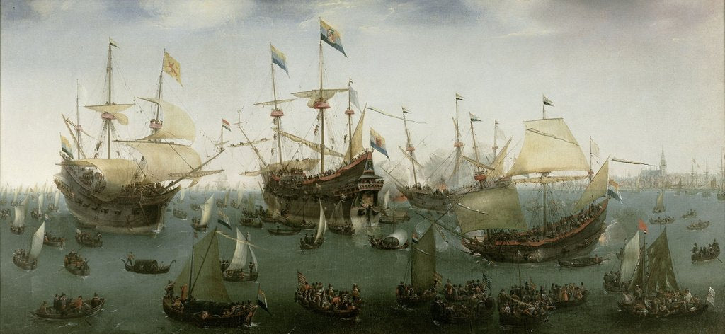 Detail of The Return to Amsterdam of the Second Expedition to the East Indies, 1599 by Hendrick Cornelisz Vroom