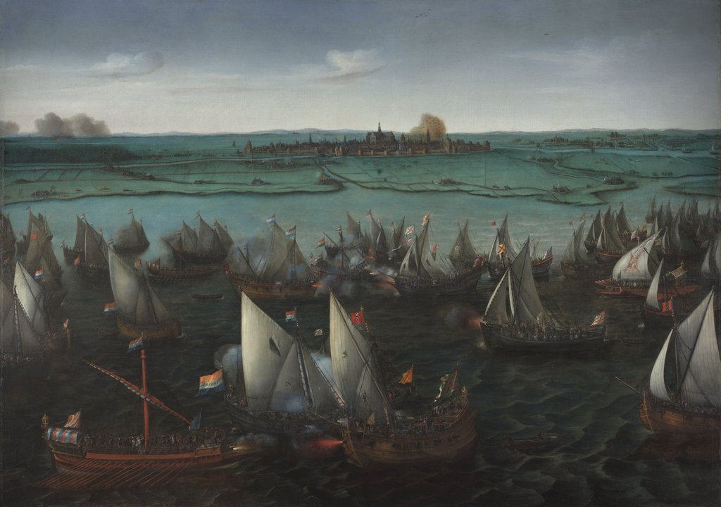 Detail of Battle between Dutch and Spanish Ships on the Haarlemmermeer, c.1629 by Hendrick Cornelisz Vroom