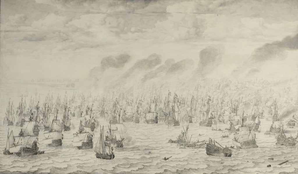 Detail of The Battle of Terheide, 1657 by Willem van de the Elder Velde