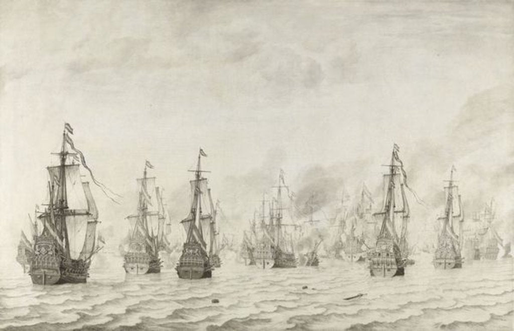 Detail of The Battle of Dunkirk, 1659 by Willem van de the Elder Velde