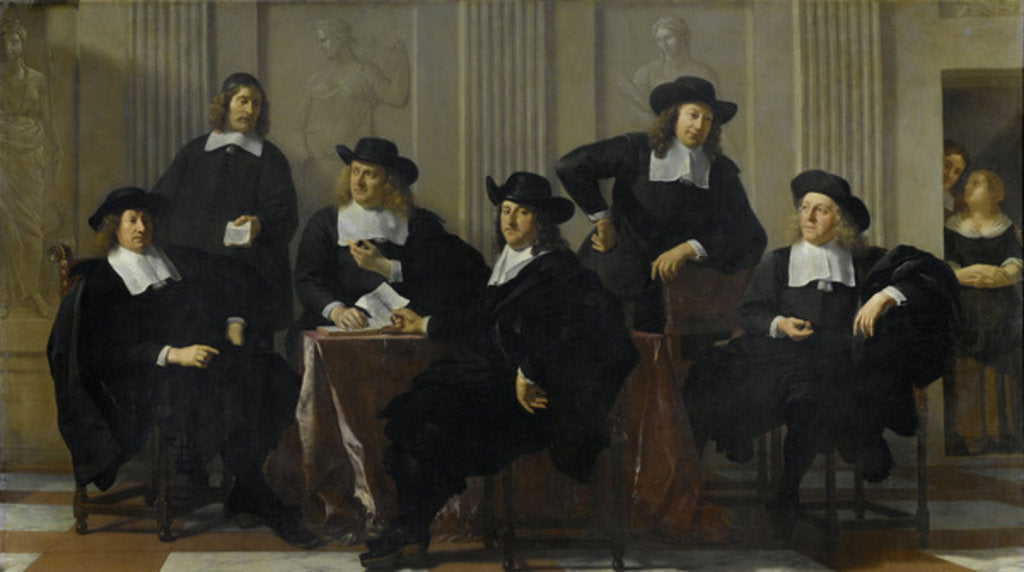 Detail of The Regents of the Spinhuis and Nieuwe Werkhuis, Amsterdam, 1669 by Karel Dujardin