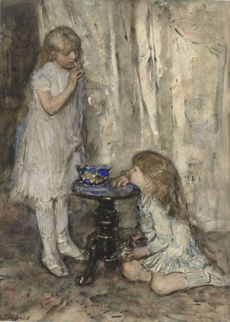 Detail of Two Girls Blowing Bubbles, c.1880 by Jacob Henricus or Hendricus Maris