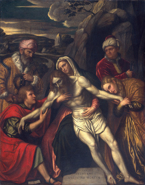 Detail of The Entombment, 1554 by Alessandro Bonvicino Moretto