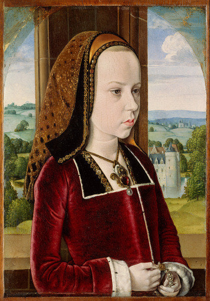 Detail of Portrait of Margaret of Austria, c.1490 by Master of Moulins