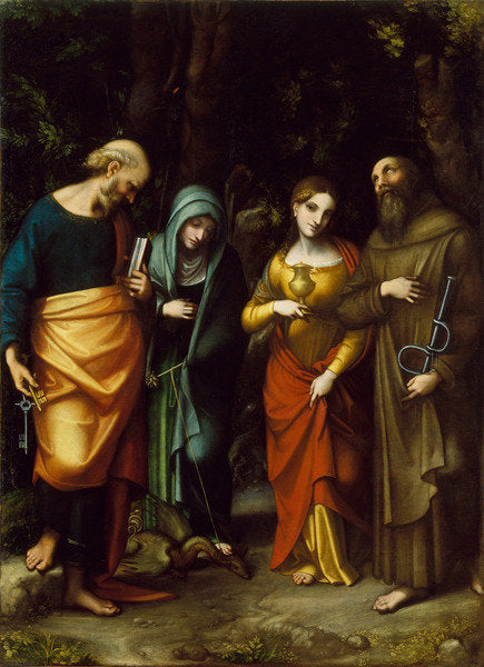 Detail of Saints Peter, Martha, Mary Magdalen, and Leonard, c.1515-7 by Correggio