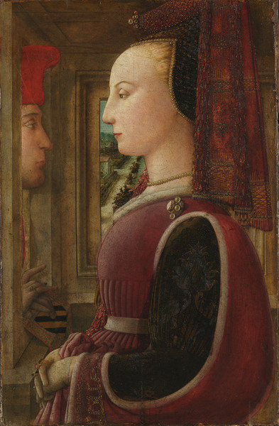Detail of Portrait of a Woman with a Man at a Casement, c.1440 by Fra Filippo Lippi