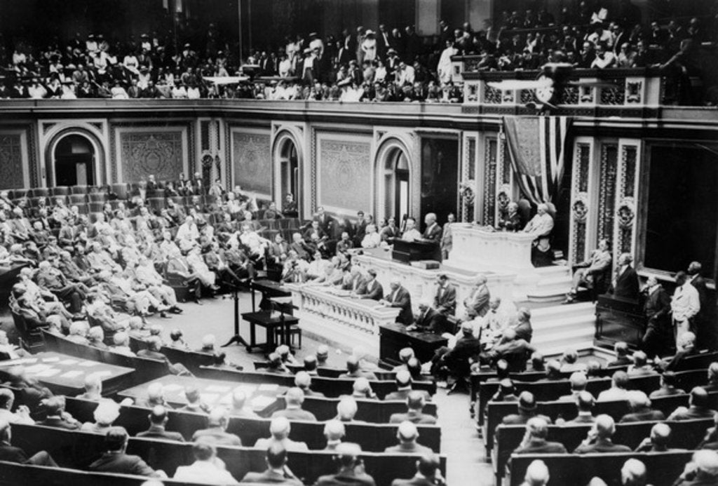 Detail of Congress in session in U.S. Capitol, c.1890-1920 by Anonymous