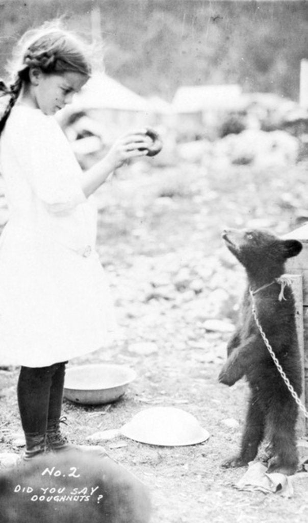 Detail of Girl and bear cub, c.1900-16 by Anonymous