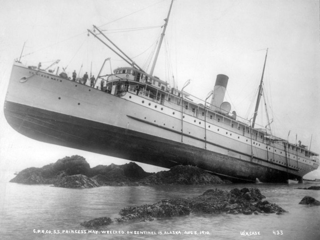 Detail of S.S. Princess May wrecked on Sentinel Island, Alaska, August 5, 1910 by Anonymous