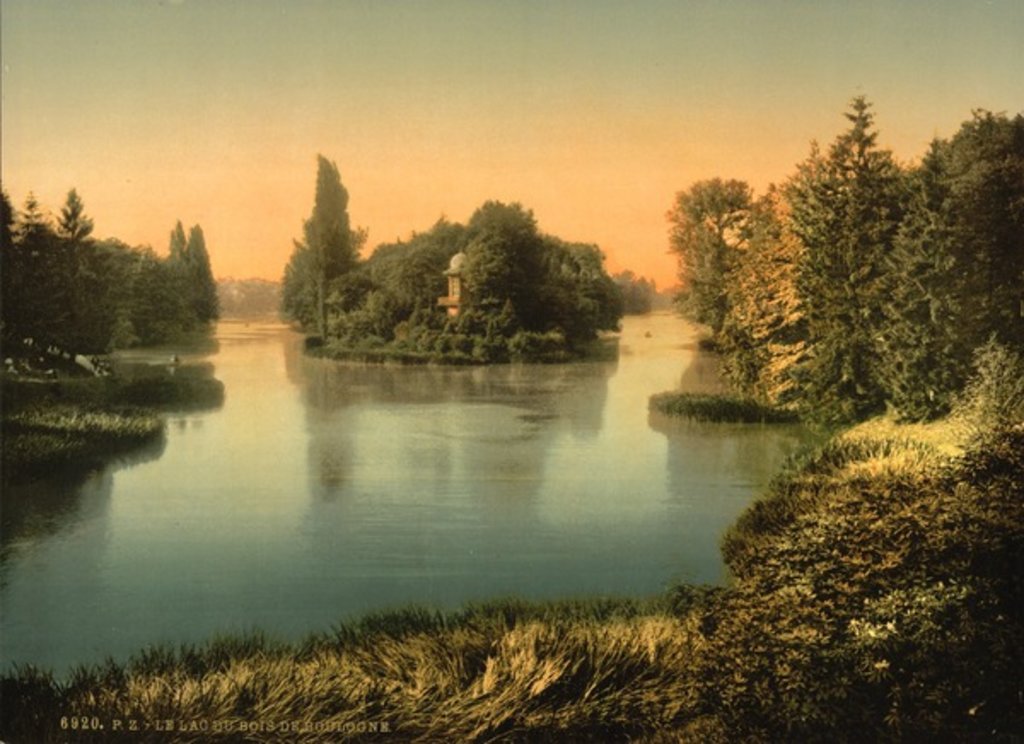 Detail of Bois du Boulougne, the lake, Paris, France, c.1890-1900 by Anonymous