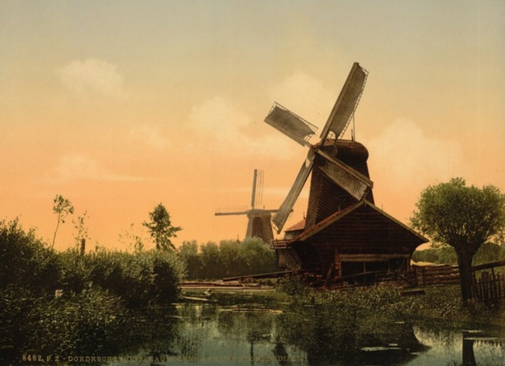 Detail of Windmills on the Noordendijk, Dordrecht, Holland, c.1890-1900 by Anonymous