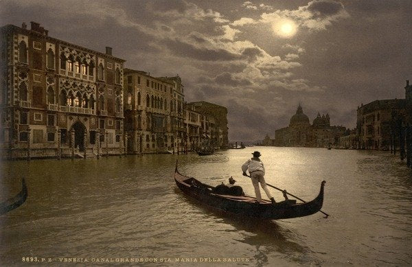 Detail of Grand Canal by moonlight, Venice, Italy, c.1890-c.1900 by Anonymous