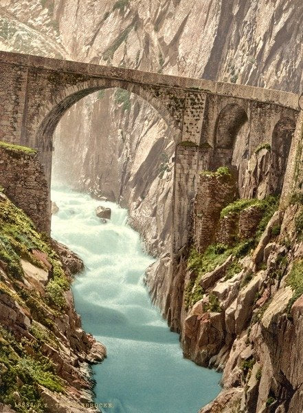 Detail of Devil's Bridge, Andermatt, Switzerland by Anonymous