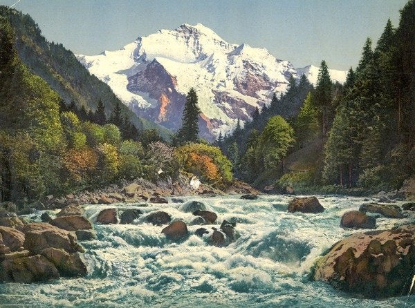 Detail of Gorge of the Lütschine River, Bernese Oberland, Switzerland, c.1890-c.1900 by Anonymous