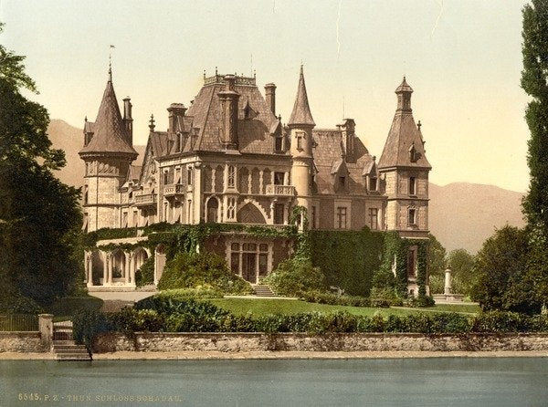 Detail of Thun, Shadau Castle, Bernese Oberland, Switzerland, c.1890-c.1900 by Anonymous