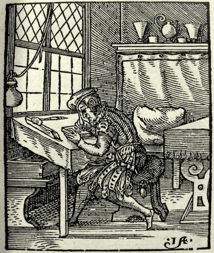 Detail of The Woodblock cutter, 1568 by Jost Amman