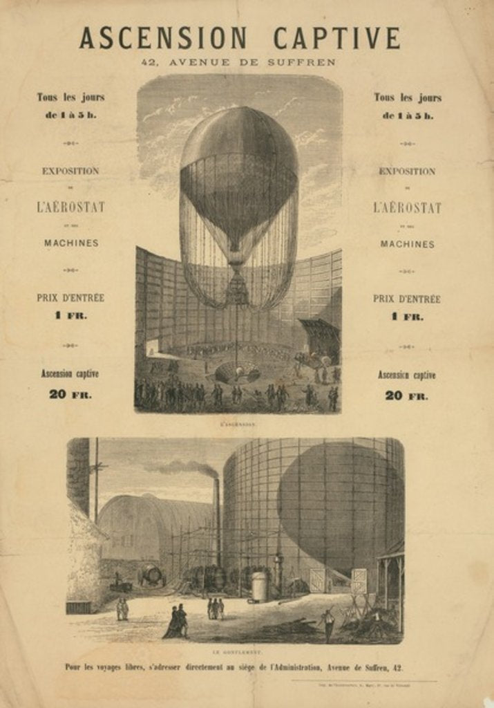Detail of Broadside announcing a captive balloon ascension during the Paris Exposition of 1867 by Anonymous
